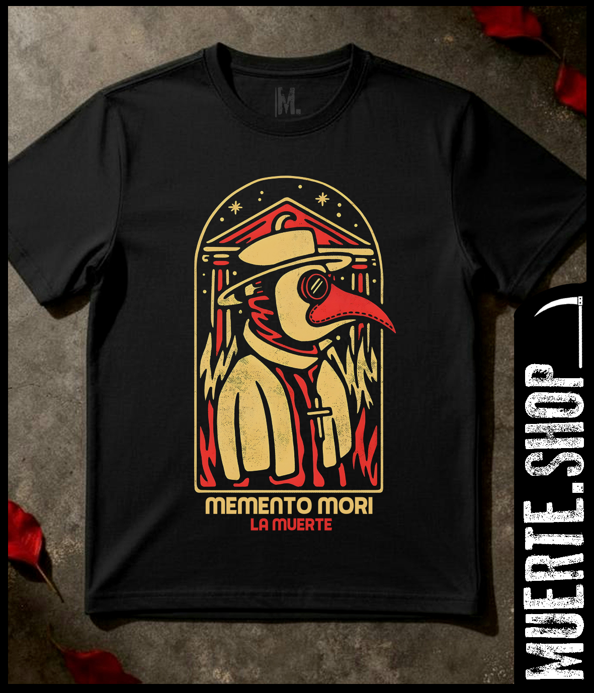Черна тениска MEMENTO MORI PLAGUE – мрачен streetwear дизайн с щампа